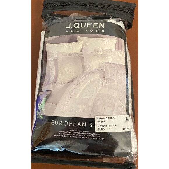 NIP J Queen New York White Euro Sham (1) EPIC 26" x 26" Jacquard Satin Sheen $85 - Picture 2 of 10